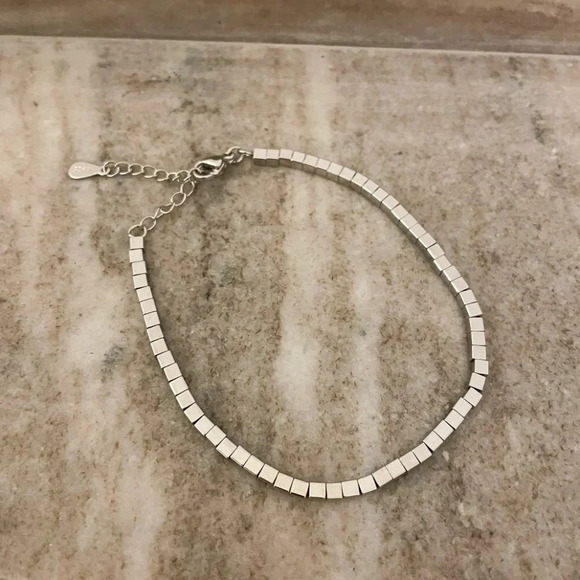 Jewelry - 925 Sterling Silver Dainty Cube Bracelet Minimalist Tiny Block Bracelet